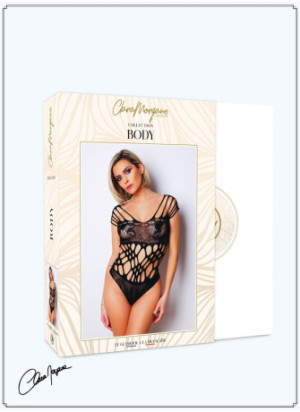 Body noire en résille et lanières - Le Numéro 1 - Collection Body - CM98001